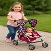 fash n kolor Twin Baby Doll Stroller - Pretend Play Baby Stroller for Dolls - Toy Stroller with Storage Basket for Baby Doll Accessories Set - Flower Design Stroller Toy for Kids - Folds Easily view 2