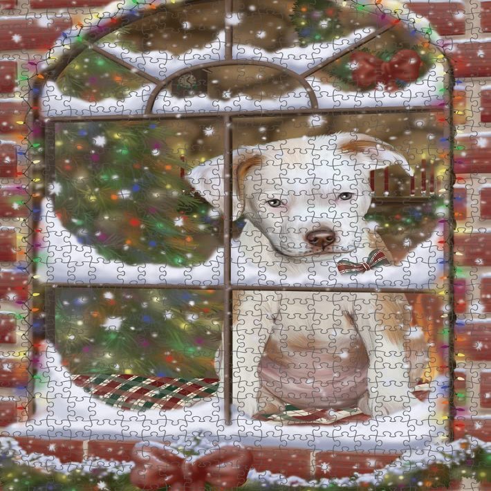 Please Come Home for Christmas Pitbull Dog Jigsaw Puzzle for Adults - Animal Printed Interlocking Puzzle Game Artwork - Gift for Dog Lover's- 500 Pcs 14"x20", PZLE57386