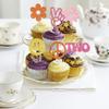 24 PCS Two Groovy Hippie Party Cupcake Toppers Glitter 60s Retro Boho Dasiy Flower Sun Peace Sign Hand Cupcake Picks for Hippie Retro Theme Birthday Party Cake Decorations Supplies view 3