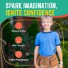 SparkJump Kids Brown Tool Belt, Adjustable Leather Tool Belt for Toddlers and Kids, Dress-Up Construction Costume for DIY Woodworking and STEM Learning view 3