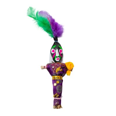 Artisan Owl New Orleans Novelty Voodoo Doll Souvenir with White and Black Pins (Purple)