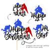 1 PCS Hockey Happy Birthday Cake Topper Glitter Ice Hockey Player Sports Theme Cake Pick Decorations for Hockey Theme Baby Shower Boys Girls Birthday Party Supplies Black view 2