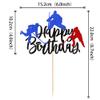 1 PCS Hockey Happy Birthday Cake Topper Glitter Ice Hockey Player Sports Theme Cake Pick Decorations for Hockey Theme Baby Shower Boys Girls Birthday Party Supplies Black view 3