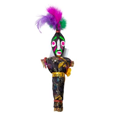 Artisan Owl New Orleans Novelty Voodoo Doll Souvenir with White and Black Pins (Black)