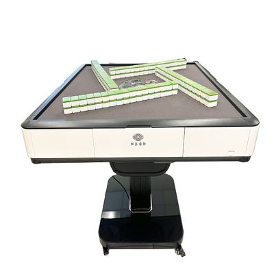 Automatic Mahjong Table White Color. Utral-Thin Roller Coaster Folding Style with 40mm No-Numberes Chinese Style Tiles Built-in Hard Table Cover Included