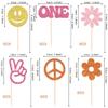 24 PCS Hippie Party Cupcake Toppers Glitter Boho Dasiy Flower Sun Peace Sign Hand First Birthday One Cupcake Picks for Hippie 60s Retro Theme Baby Shower 1st Birthday Party Cake Decorations view 2