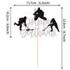 1 PCS Hockey Cake Topper Glitter Happy Birthday Sign Cake Decorations Ice Hockey Player Sports Theme Cake Pick for Hockey Theme Baby Shower Boys Girls Birthday Party Supplies Silver view 2