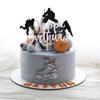 1 PCS Hockey Cake Topper Glitter Happy Birthday Sign Cake Decorations Ice Hockey Player Sports Theme Cake Pick for Hockey Theme Baby Shower Boys Girls Birthday Party Supplies Silver view 4