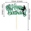 1 PCS Soccer Cake Topper Black Green Glitter Happy Birthday Sign Cake Decorations Football Player Cake Pick for Sports Soccer Theme Baby Shower Boys Girls Birthday Party Decorations Supplies view 2