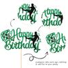 1 PCS Soccer Cake Topper Black Green Glitter Happy Birthday Sign Cake Decorations Football Player Cake Pick for Sports Soccer Theme Baby Shower Boys Girls Birthday Party Decorations Supplies view 3