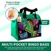 LUCKY LADY DAUBER CO. Neon Bingo Bags with Pockets, 6 Pocket Bingo Daubers Bag with Inside Liner and Sweet on Bingo Lucky Charm - Card and Dauber Bingo Bags for Women, Neon Green Bingo Dauber Bag view 3
