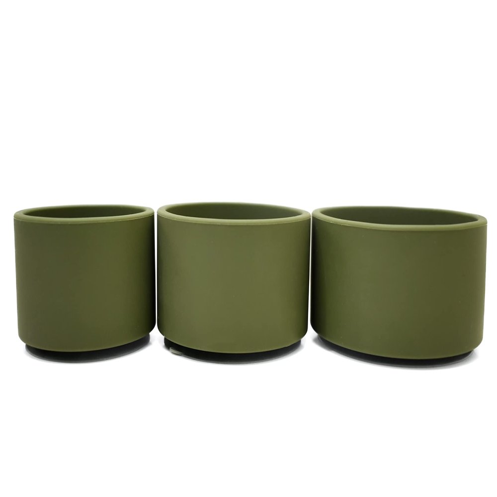 kukulala Stay Put Suction Cups - Silicone Small Bowls for Baby, Toddler, Snacks, or Small Item Storage (Olive Green), Microwave & Dishwasher Safe