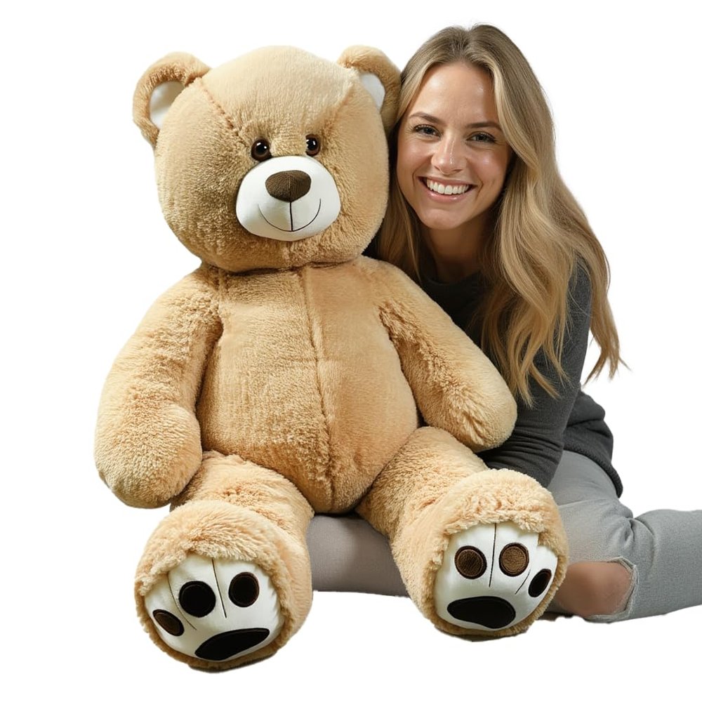 Anico 36" Tall (3 Foot) Big Plush Beige Bear, Stuffed Animal, Teddy Bear with Smiling Face. Premium Stuffed Toy Teddy Bear, Perfect for Girlfriend, Kids, Valentine's Day, Christmas!