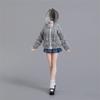 1/12 Scale Female Zipper Hoodies T-Shirt Pleated Skirt Suit Sweater Costume Clothes for 6inch PH TBL Action Figure Body (C) view 2