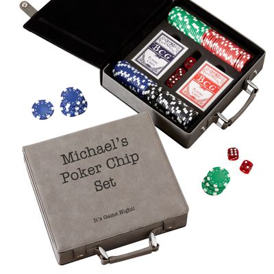 Personalization Universe Expressions Personalized Grey Leatherette Poker Chip Set