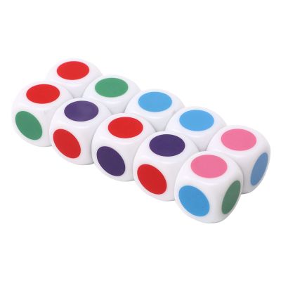 Colored Dice Set,20Pcs Color Dot Dice 6 Colors Right Angle Teaching Dice for Board Games Digital Teaching
