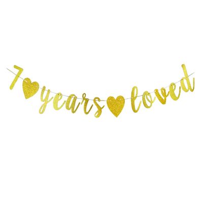 7 Years Loved banner Happy 7th Birthday Party Sign,7Th Anniversary/Birthday Party Decorations Supplies
