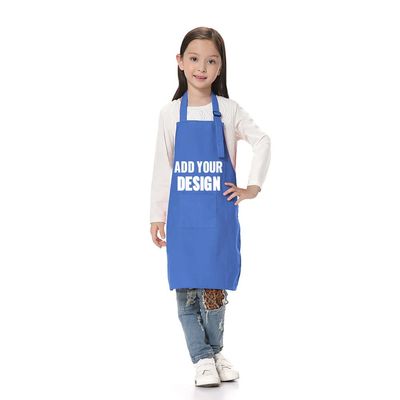 TopTie Custom Print Kids Aprons with Pocket & Adjustable Strap, Child Chef Bib Apron for Kitchen Cooking Baking Painting-Blue-S