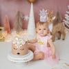 Agkvw Winter Onederland Crown - Snowflake Glitter Hat for Baby Girl's 1st Birthday, Pink and Silver Decorations view 2