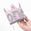 Agkvw Winter Onederland Crown - Snowflake Glitter Hat for Baby Girl's 1st Birthday, Pink and Silver Decorations view 3