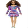 Barbie Fashionistas Doll #206 with Crimped Hair & Freckles Wearing Removable Rainbow Marble-Print Dress, Green Mules & Purse view 1