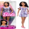 Barbie Fashionistas Doll #199, Curvy & Tall with Wavy Black Hair, Gingham Cut-Out Dress & Accessories, Including Shoes & Scrunchie-Style Bracelet view 1