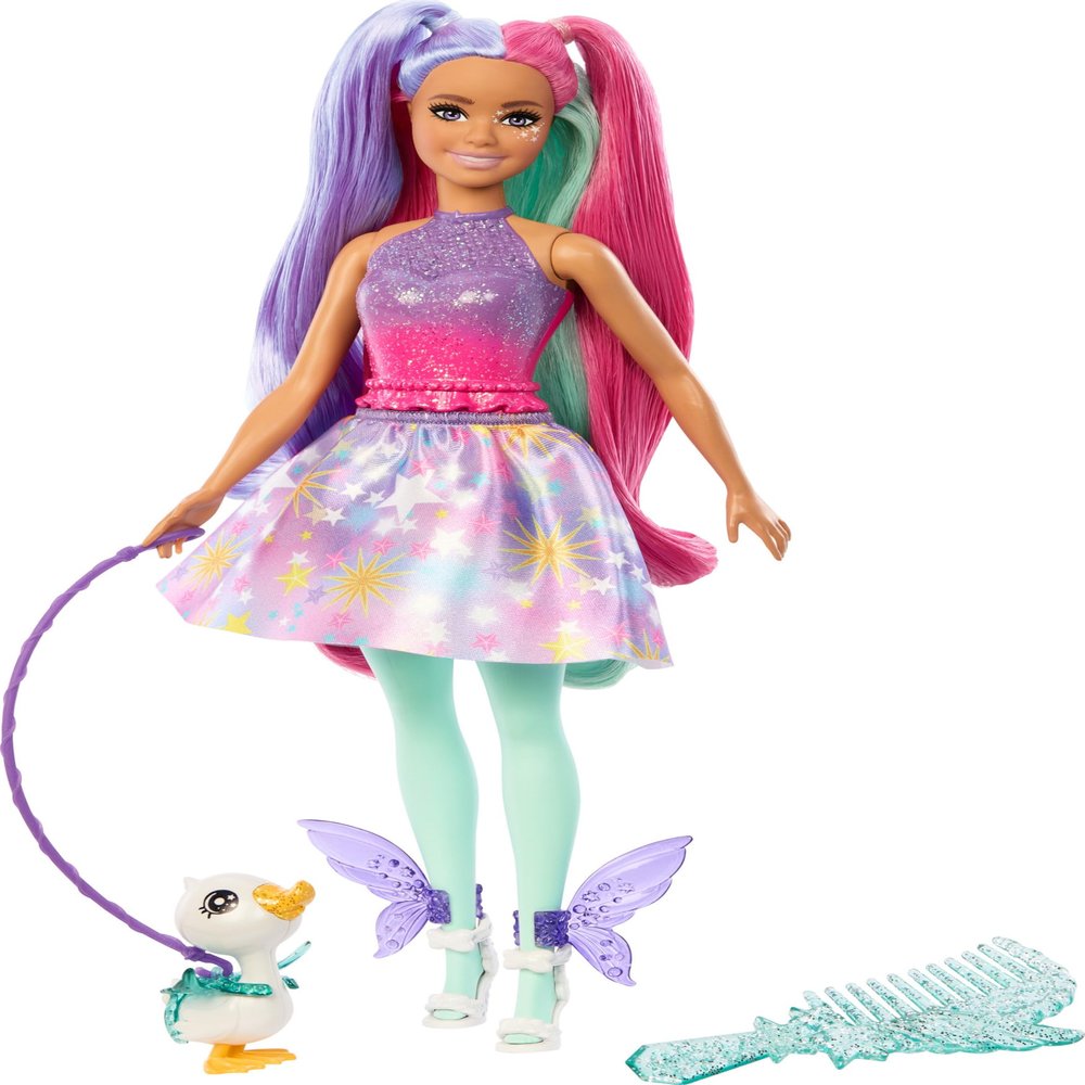 Barbie A Touch of Magic Fashion Doll, The Glyph with Fantasy Outfit & Colorful Hair with Comb & Pet Accessories