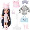 Barbie Extra Fly Minis Travel Doll, Snowy Look with Icy Blue Highlights in Pastel Sweater Dress & Accessories view 1