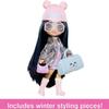 Barbie Extra Fly Minis Travel Doll, Snowy Look with Icy Blue Highlights in Pastel Sweater Dress & Accessories view 3