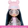 Barbie Extra Fly Minis Travel Doll, Snowy Look with Icy Blue Highlights in Pastel Sweater Dress & Accessories view 4