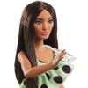 Barbie Fashionistas Doll #200 with Brunette Hair, Green Polka Dot Romper & Accessories Including Orange Heels & Sunglasses view 3