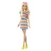 Barbie Fashionistas Doll #197 with Blonde Hair & Braces Wearing Rainbow Dress & Accessories Including Platform Shoes & Sunglasses view 1