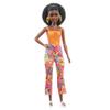 Barbie Fashionistas Doll #198, Petite with Curly Black Hair, Retro Floral Clothes & Accessories Including Platform Sandals & Earrings view 1