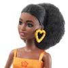Barbie Fashionistas Doll #198, Petite with Curly Black Hair, Retro Floral Clothes & Accessories Including Platform Sandals & Earrings view 3