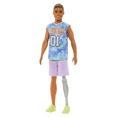 Barbie Fashionistas Ken Fashion Doll #212 with Prosthetic Leg Wearing Removable Los Angeles Jersey, Purple Shorts & Sneakers