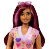 Barbie Fashionistas Doll #207 with Pink Hair Streaks Wearing Removable Heart-Print Sweater Dress, Sunglasses & Platform Shoes view 3