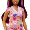 Barbie Fashionistas Doll #207 with Pink Hair Streaks Wearing Removable Heart-Print Sweater Dress, Sunglasses & Platform Shoes view 4