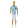 Barbie Fashionistas Ken Fashion Doll #211 with Blonde Hair Wearing Removable Blue Cactus Tee, White Shorts & Sneakers view 1