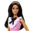 Barbie Fashionistas Doll #209 with Black Hair Wearing Removable Pink Plaid Dress, Pearlescent Headband & Strappy Heels view 4
