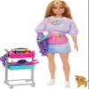 Barbie Stylist Doll & 14 Accessories, Blonde Barbie "Malibu" Fashion Doll On-set with Cart, Smock, Makeup Palette, Pet Puppy & More view 1