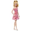 Barbie Fashionistas Doll #205 with Blonde Ponytail Wearing Removable Pink & Red Floral Dress, Platform Sandals & Hoop Earrings view 1
