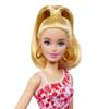 Barbie Fashionistas Doll #205 with Blonde Ponytail Wearing Removable Pink & Red Floral Dress, Platform Sandals & Hoop Earrings view 3