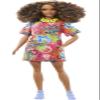 Barbie Fashionistas Doll #201, Athletic Body with Curly Brunette Hair, Graffiti-Print Dress & Accessories Including Boots & Chain Necklace view 1