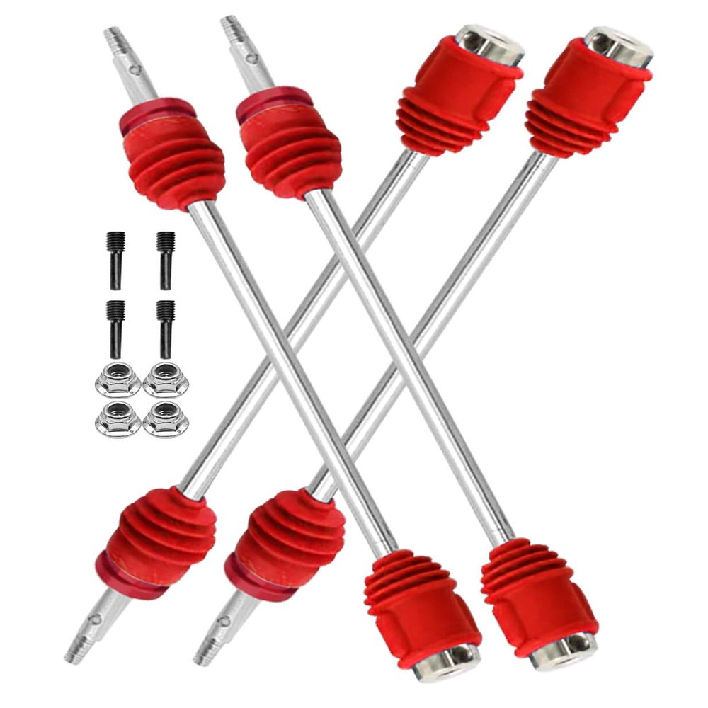 ARRCat Drive Shaft CVD Upgrades Parts for 1/10 T-Maxx/E-Maxx/Revo,4PCS Front Rear #45 Steel Axles Driveshafts Hop-up,Replace #5451R,Red