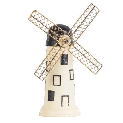Jaugufiy Dutch Windmill SculptureResin Windmill Piggy BankOrnament Coin Bank Coin Box Money Bank Decor Ornament Creative Piggy Bank Statue Resin Crafts for Table Bookshelf Cabinet Decoration(yellow)