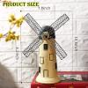 Jaugufiy Dutch Windmill SculptureResin Windmill Piggy BankOrnament Coin Bank Coin Box Money Bank Decor Ornament Creative Piggy Bank Statue Resin Crafts for Table Bookshelf Cabinet Decoration(yellow) view 2