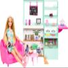Barbie HKT94 Pretty Cozy Coffee Set with Doll Model, Furniture, Cat Figurine and 21 Accessories Including Colour Changing Teapot, Children's Toy, from 3 Years Old, view 1