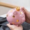 Jaugufiy Cartoon Ceramic Piggy Bank Crown Pig Coin Bank Coin Box Money Bank Coin Saving Box for Adults for Boys Girls for Kids (Pink) view 3