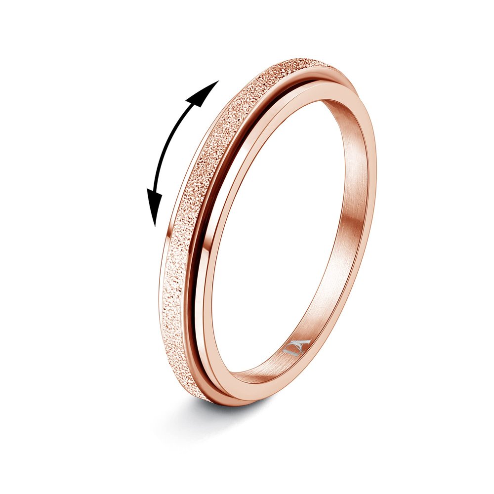 Diamday Rose Gold Fidget Rings for Women Men -2mm Titanium Steel Spinner Ring for Anxiety Stress Relief Glitter Sandblast Spinning Figit Anxiety Jewelry for Women Gifts Bands Size 6
