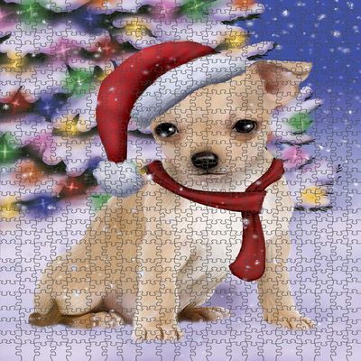 Christmas Winterland Wonderland Chihuahua Dog Jigsaw Puzzle for Adults - Animal Printed Interlocking Puzzle Game Artwork - Gift for Dog Lover's -1000 Pcs 29.5"x19.7", PZLE54811
